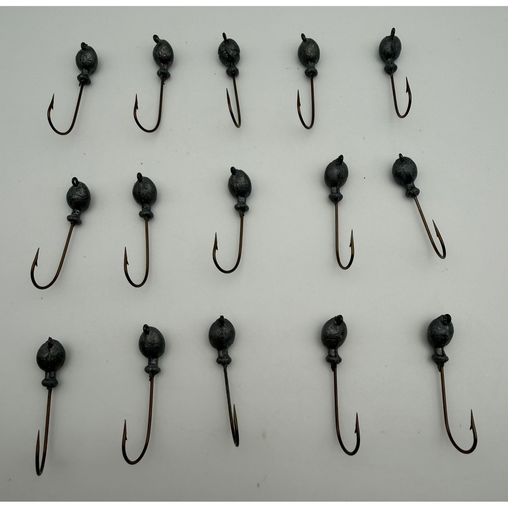 Handmade Lead Head Fishing Jigs 1/4 oz Round Head Hooks 15 Piece Set B126